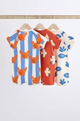 Next Baby % 100 Pamuklu Parlak Plaj Karakterleri Desenli 3’lü Romper Set