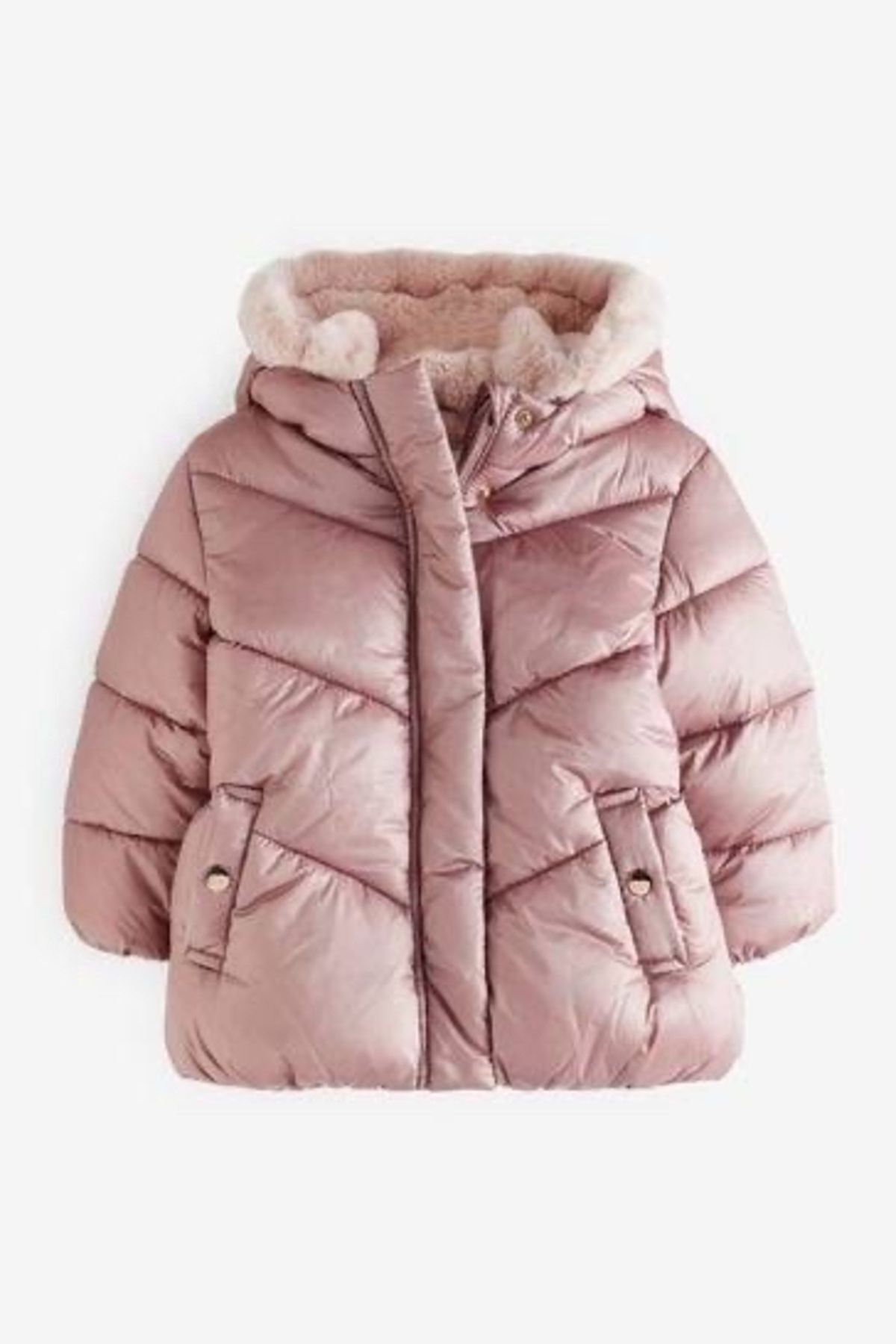 Next Baby Pamuklu Pembe Polar Astarlı Su Geçirmez Mont