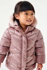 Next Baby Pamuklu Pembe Polar Astarlı Su Geçirmez Mont