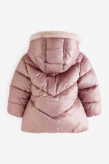 Next Baby Pamuklu Pembe Polar Astarlı Su Geçirmez Mont