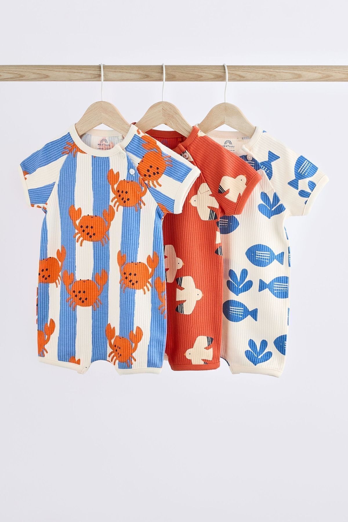 Next Baby % 100 Pamuklu Parlak Plaj Karakterleri Desenli 3’lü Romper Set
