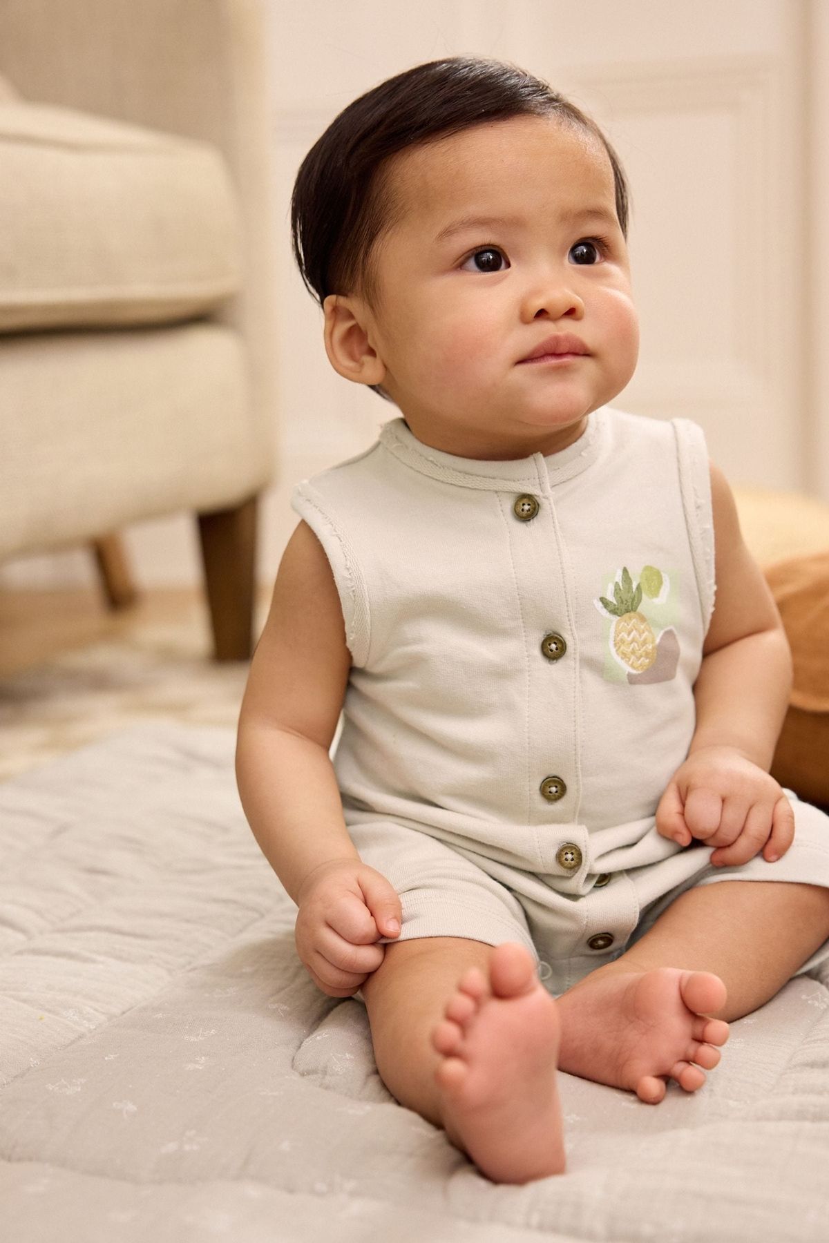 Next Baby % 100 Pamuklu Monochrome Palm Romper 3’lü Set