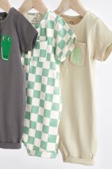 Next Baby % 100 Pamuklu Timsah Desenli 3’lü Romper Set