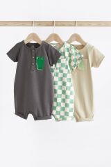 Next Baby % 100 Pamuklu Timsah Desenli 3’lü Romper Set