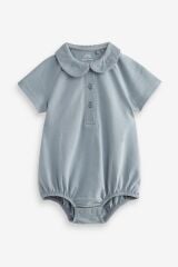 Next Baby Pamuklu Mavi Polo Yaka 2’li Romper Set