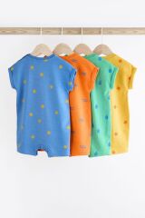 Next Baby % 100 Pamuklu Parlak Yıldız Güneş Desenli 4’lü Romper Set