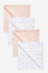 Next Baby % 100 Pamuklu Pembe Tavşan Desenli 4’lü 70*70 cm Müslin Set