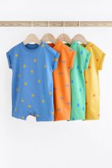 Next Baby % 100 Pamuklu Parlak Yıldız Güneş Desenli 4’lü Romper Set
