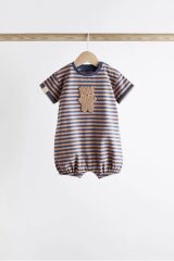 Next Baby %100 Organik Pamuklu Lacivert Ayı Desenli  3’lü Romper Set ALY00773