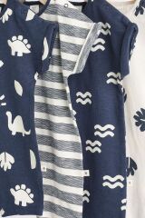 Next Baby % 100 Pamuklu Lacivert Dinazor Desenli 3’lü Romper Set