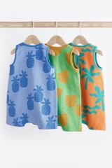 Next Baby % 100 Pamuklu Parlak Palmiye Desenli 3’lü Romper Set