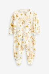 Next Baby % 100 Pamuklu Sarı Mavi Çiçek Hayvan Desenli 5’li Tulum Set