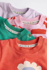 Next Baby Pamuklu Red Purple Flovers 4’lü Romper Set