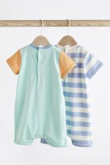 Next Baby Pamuklu Mavi Gemi Desenli 2’li Romper Set