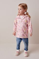 Next Baby Pembe Unicorn Desenli Suya Dayanıklı Kapüşonlu Ceket /Yağmurluk