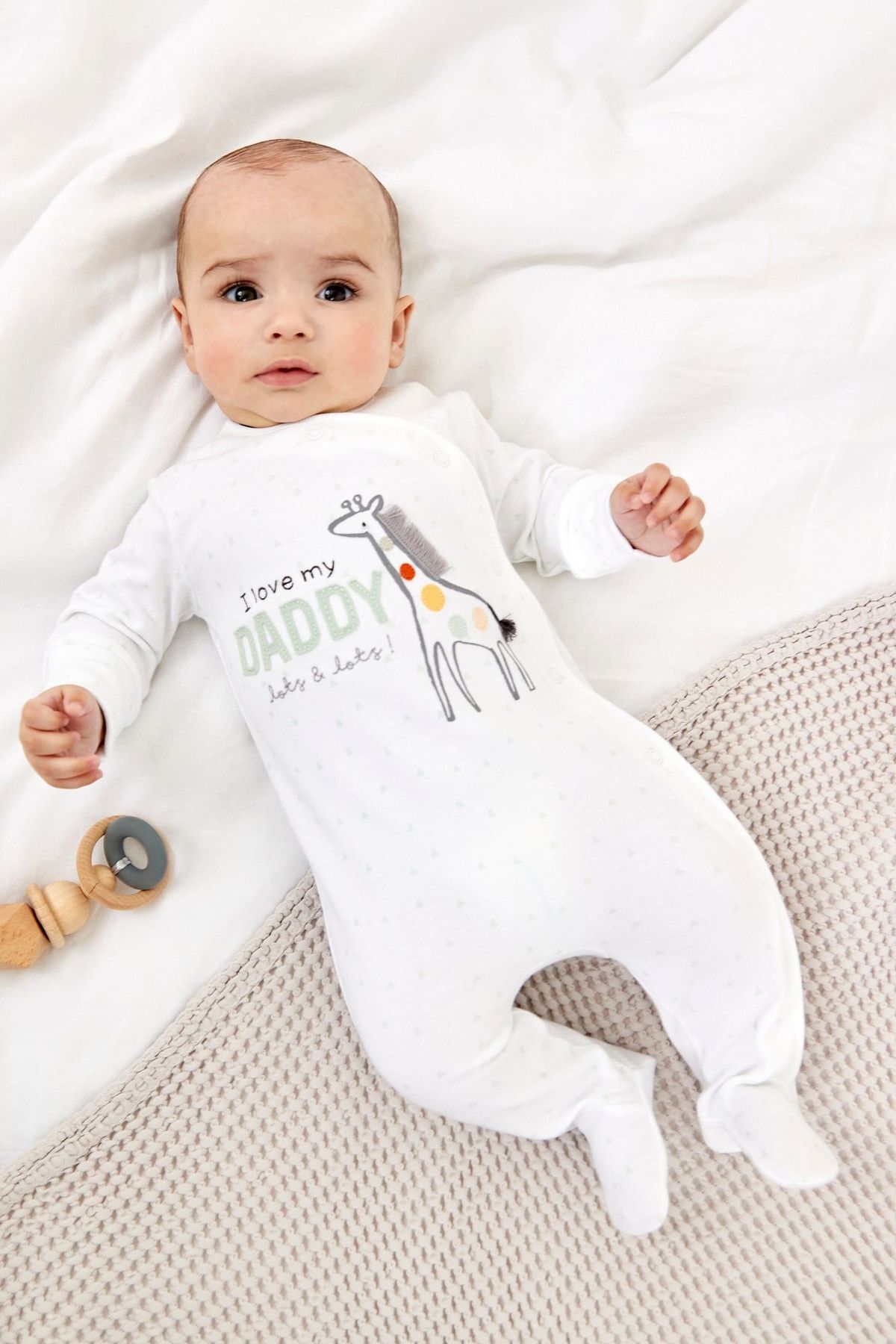Next Baby % 100 Pamuklu I Love Daddy Baskılı Tulum