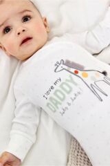 Next Baby % 100 Pamuklu I Love Daddy Baskılı Tulum