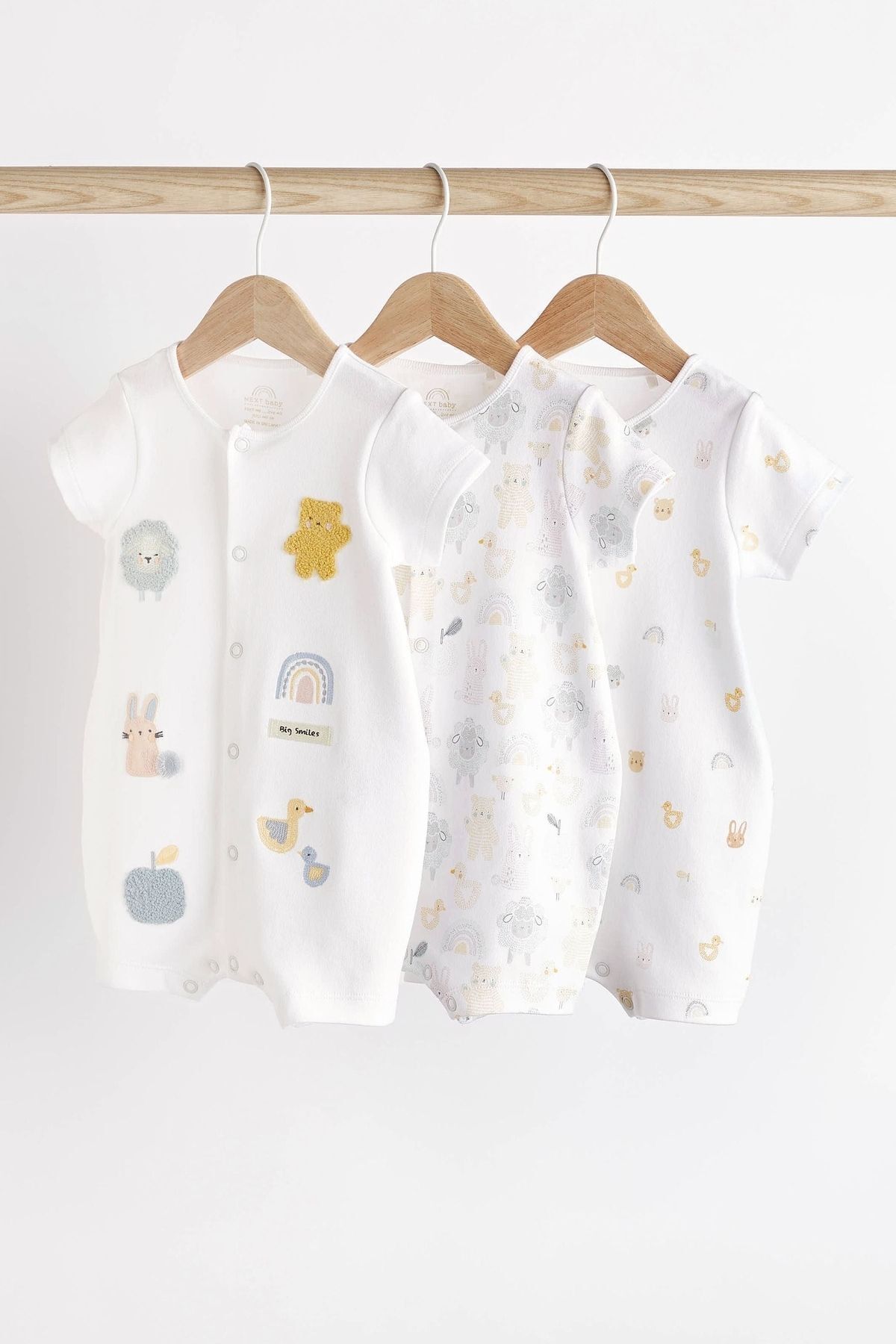 Next Baby Pamuklu Beyaz Safari 3’lü Romper Set