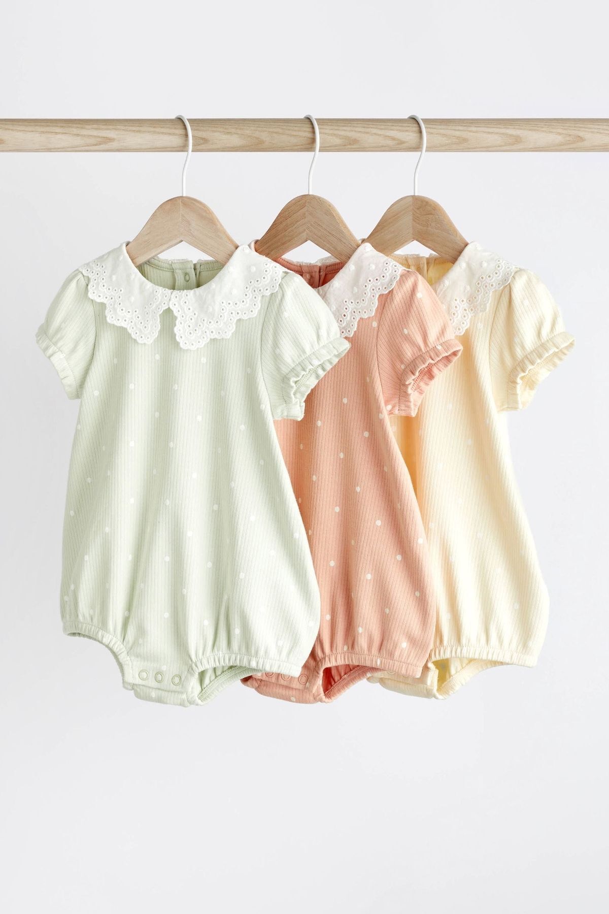 Next Baby Yeşil Sarı Dantel Yaka Romper 3’lü Set