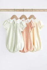 Next Baby Yeşil Sarı Dantel Yaka Romper 3’lü Set