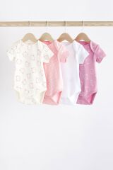 Next Baby % 100 Pamuklu Pembe Ayı Desenli Kısa Kollu 4’lü Body Zıbın Set
