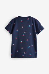 Next Baby % 100 Pamuklu Mavi Yelken Desenli Kısa Kollu 4’lü Tshirt Set