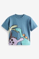 Next Baby % 100 Pamuklu Dinazor Desenli Kısa Kollu 3’lü Erkek Çocuk Thsirt Set