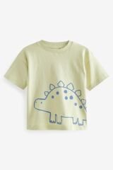 Next Baby % 100 Pamuklu Dinazor Desenli Kısa Kollu 3’lü Erkek Çocuk Thsirt Set