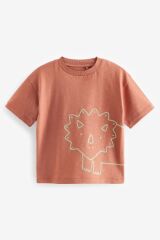 Next Baby % 100 Pamuklu Dinazor Desenli Kısa Kollu 3’lü Erkek Çocuk Thsirt Set