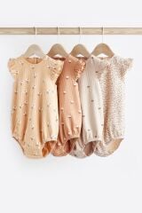 Next Baby % 100 Pamuklu Beige Cream Floral 4’lü Romper Set