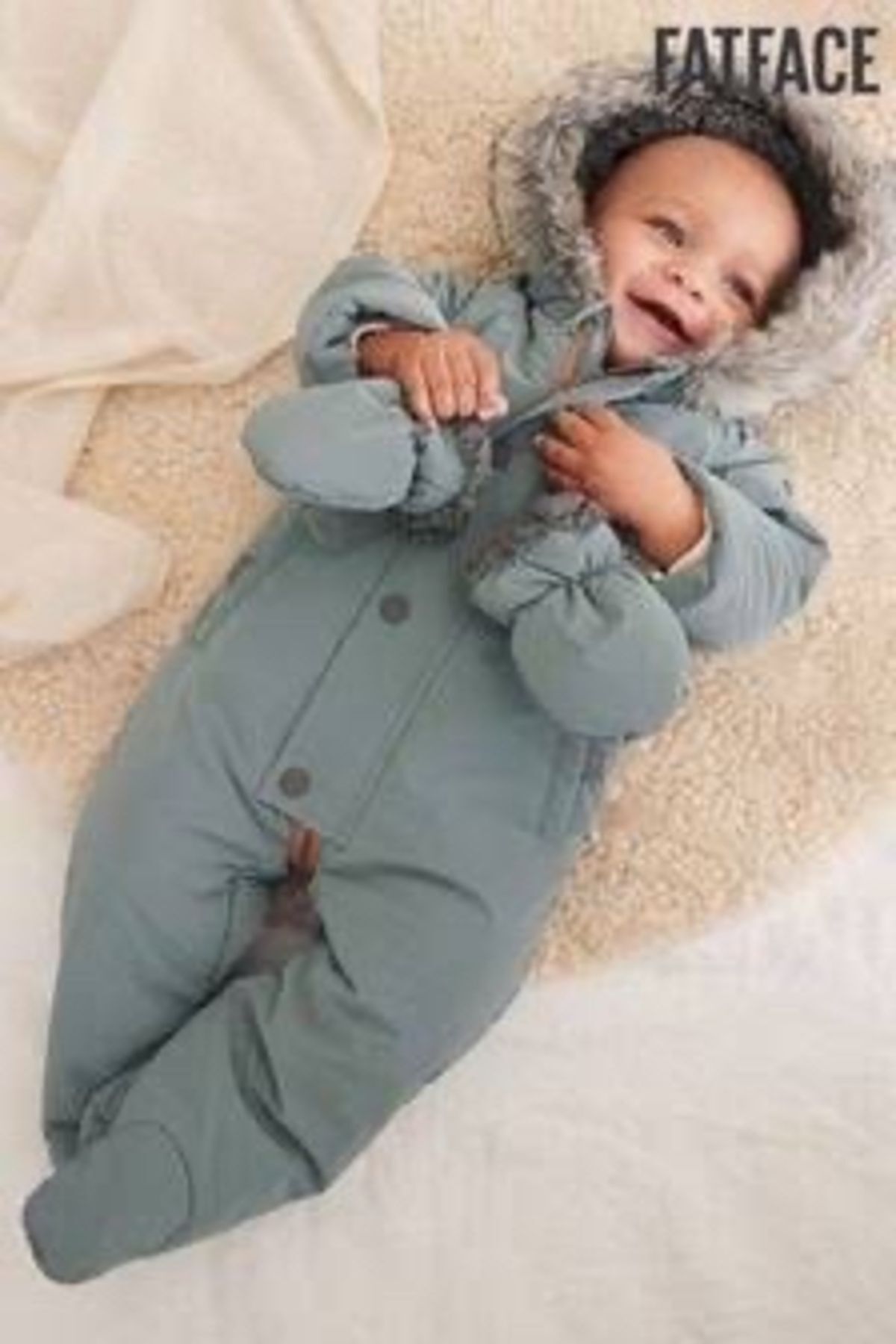 Next Baby Pamuklu Suya Dayanıklı Tam Polar Astarlı Lüks Suni Kürk Yaka Kar Tulumu