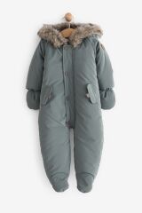 Next Baby Pamuklu Suya Dayanıklı Tam Polar Astarlı Lüks Suni Kürk Yaka Kar Tulumu