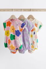 Next Baby New % 100 Pamuklu Çoklu Parlak Baskı Romper 3’lü Set