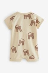 Next Baby % 100 Pamuklu Kahverengi Çita Desenli 3’lü Romper Set