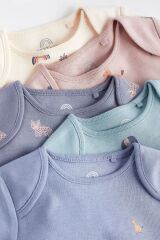 Next Baby % 100 Pamuklu Deniz Mavisi Kısa Kollu Body Zıbın Set