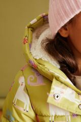 Next Baby Unicorn Desenli Tam Polar Astarlı Kapüşonlu Suya Dayanıklı Mont