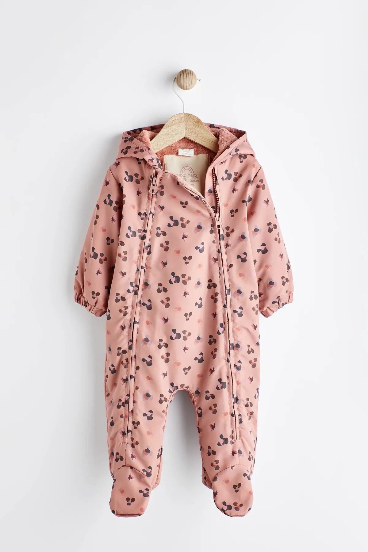 Next Baby Pembe Desenli Tam Polar Astarlı Astronot Tulum