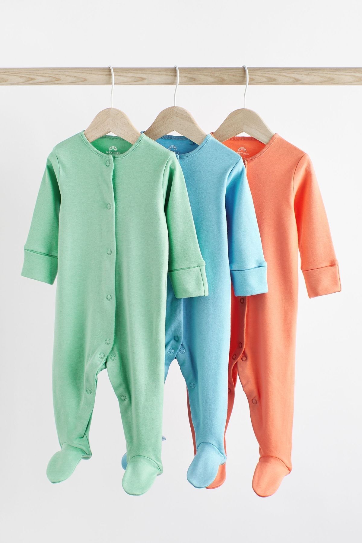 Next Baby % 100 Pamuklu Mavi Yeşil Turuncu 3’lü Tulum Set