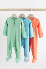 Next Baby % 100 Pamuklu Mavi Yeşil Turuncu 3’lü Tulum Set