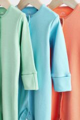 Next Baby % 100 Pamuklu Mavi Yeşil Turuncu 3’lü Tulum Set