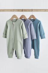 Next Baby % 100 Pamuklu Mint / Mavi Ribanalı Ayaksız 3’lü Tulum Set