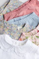 Next Baby % 100 Pamuklu Pembe Krem Çiçek Ördek Desenli 3’lü Alt Üst Takım