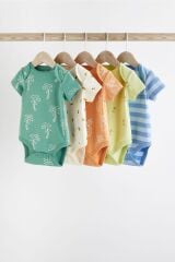 Next Baby % 100 Pamuklu Yeşil Palmiye Desenli Kısa Kollu 5’li Body Zıbın Set