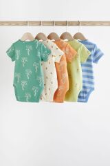 Next Baby % 100 Pamuklu Yeşil Palmiye Desenli Kısa Kollu 5’li Body Zıbın Set