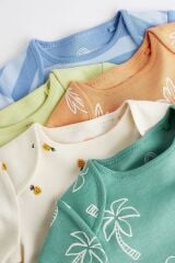 Next Baby % 100 Pamuklu Yeşil Palmiye Desenli Kısa Kollu 5’li Body Zıbın Set
