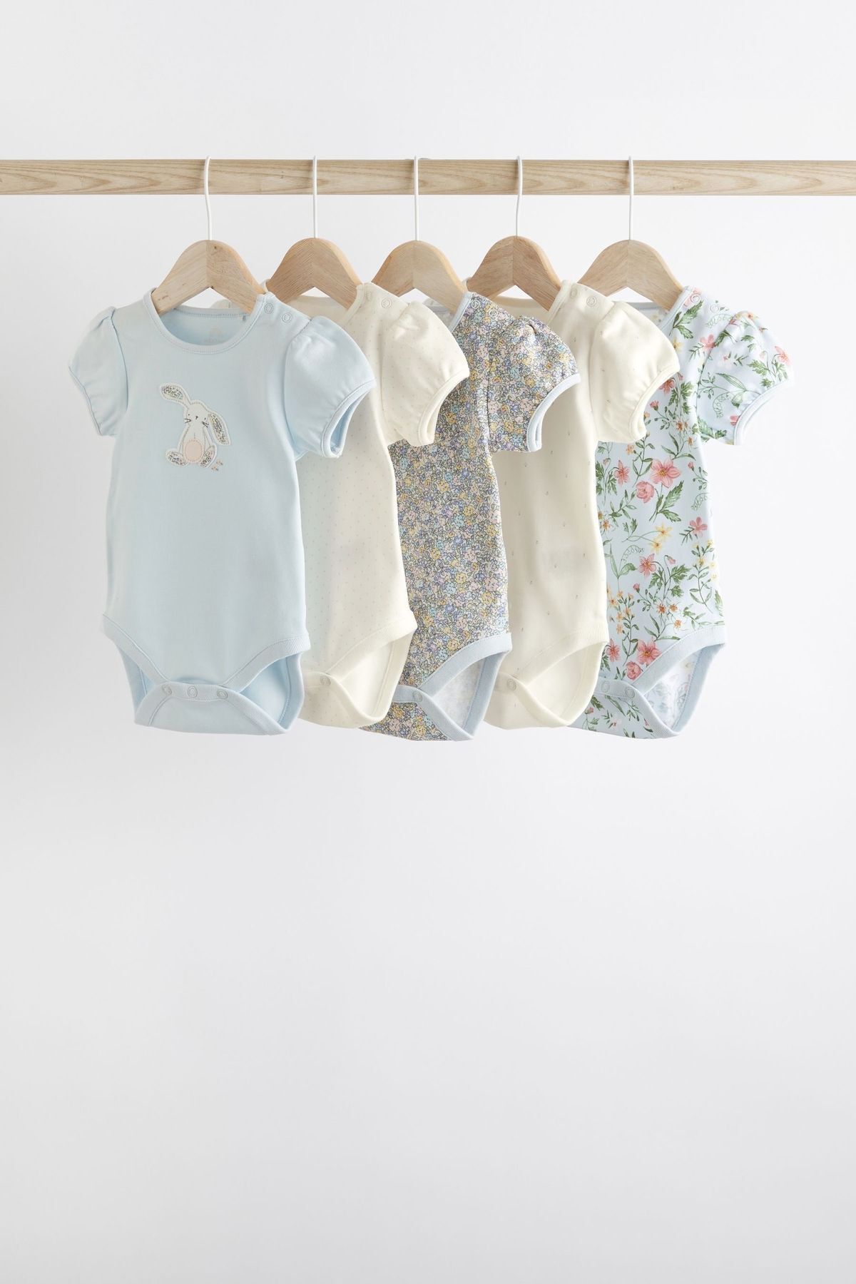Next Baby % 100 Pamuklu Beyaz Ördek DesenliKısa Kollu 5’li Body Zıbın Set