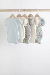 Next Baby % 100 Pamuklu Beyaz Ördek DesenliKısa Kollu 5’li Body Zıbın Set