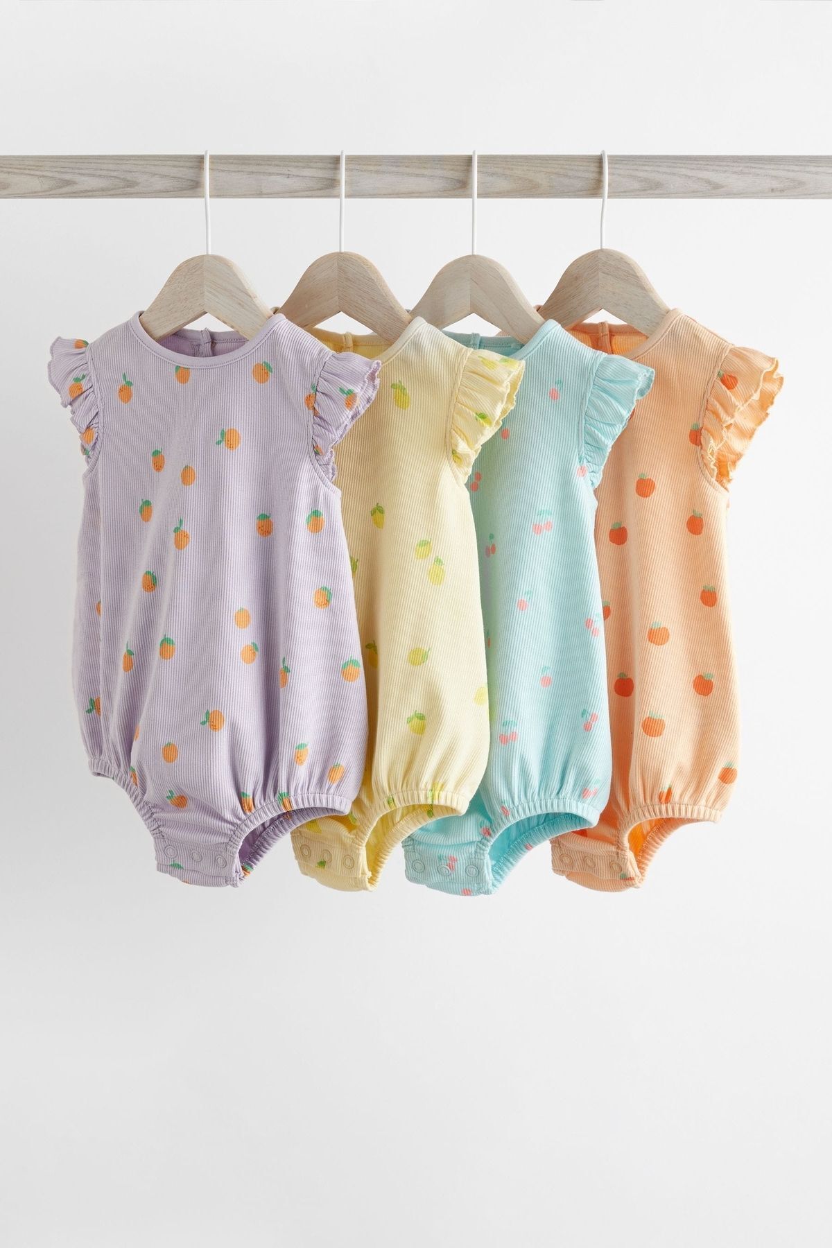 Next Baby Baby % 100 Pamuklu Multi Pastel Meyve Desenli 4’lü Rompet Set