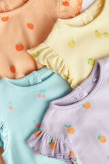 Next Baby Baby % 100 Pamuklu Multi Pastel Meyve Desenli 4’lü Rompet Set