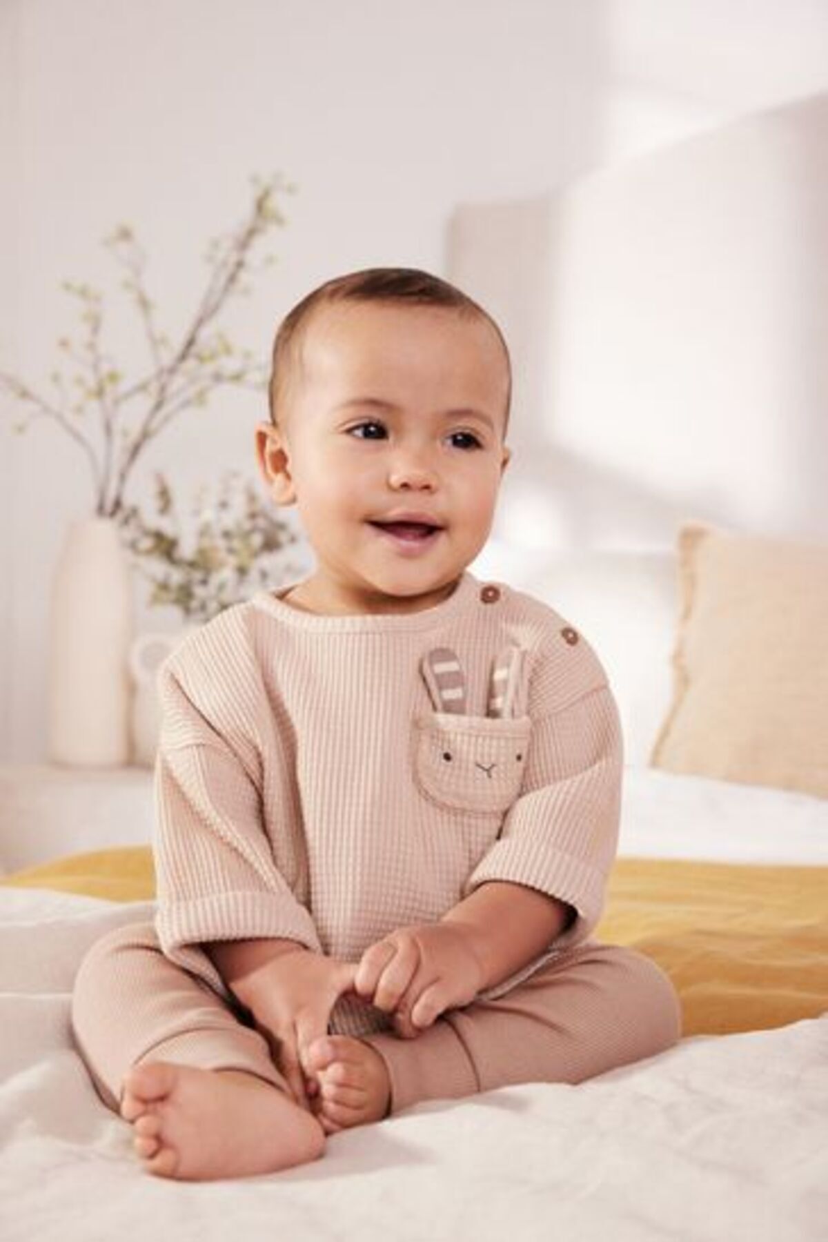 Next Baby Pamuklu Tavşan Desenli Uzun Kollu Alt Üst Takım